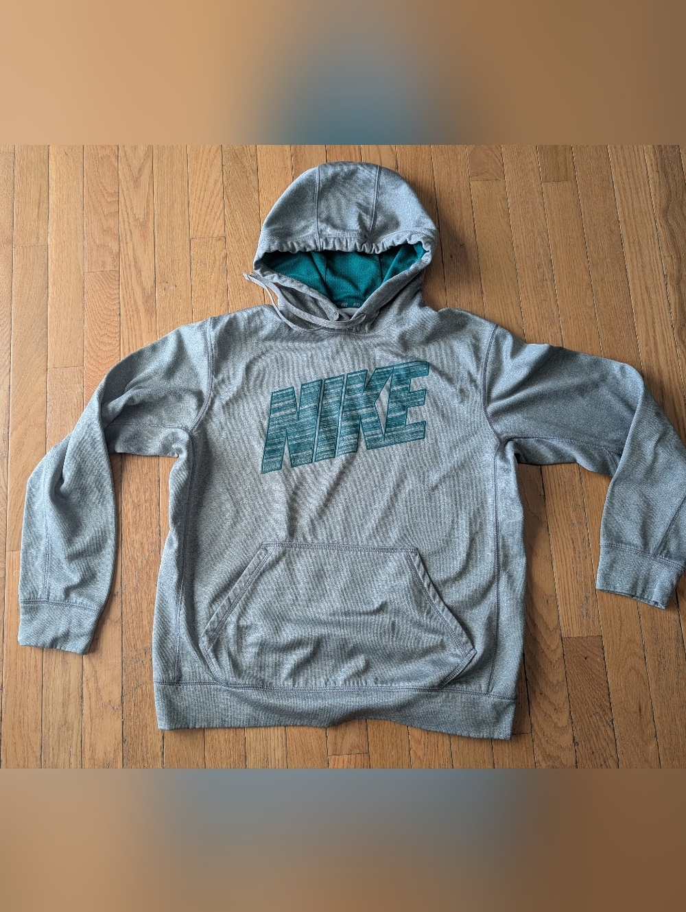 Nike Therma Fit Hoodie Men's Medium Gray Green Pullover